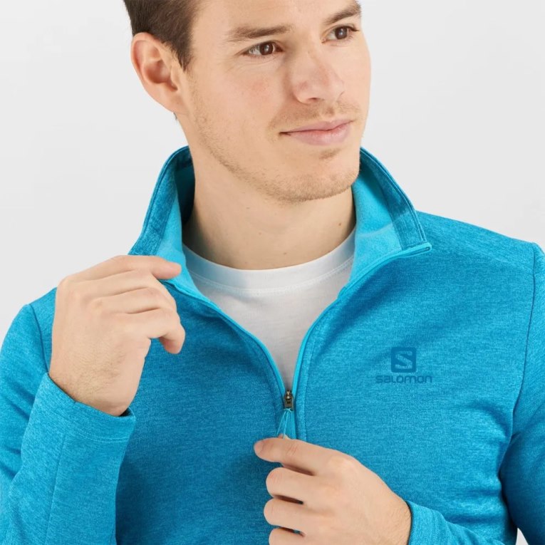 Salomon Essential Lightwarm Seamless Half Zip Men's Sweatshirt Blue | CA 51J84